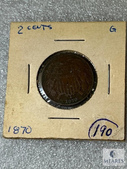 1870 Two Cent Piece, G Better Date