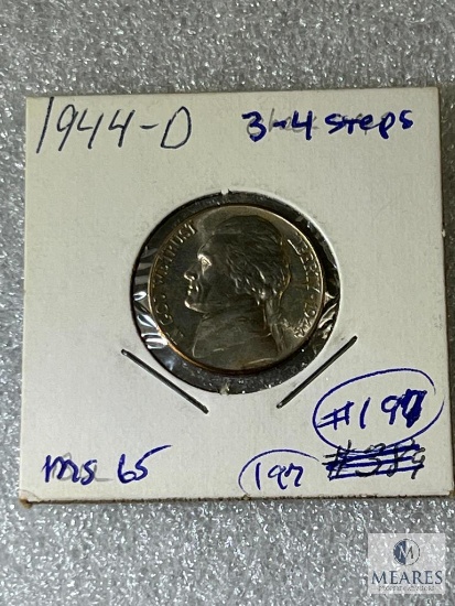 1944-D Silver Jefferson Nickel, MS 65