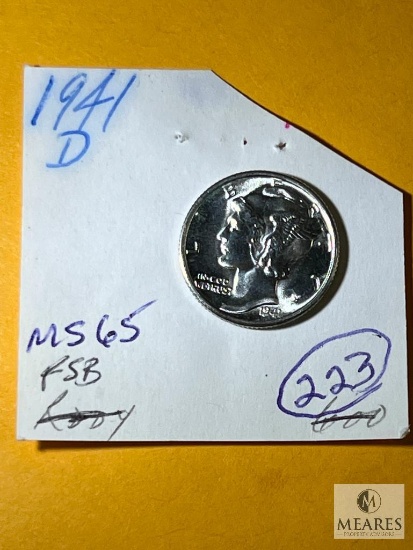1941-D Mercury Dime, MS 65, FSB