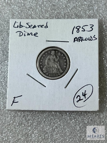 1853 Arrows Liberty Seated Dime, Fine