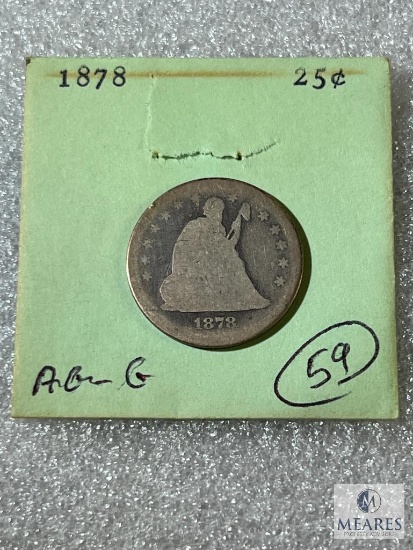 1878 Liberty Seated Quarter, AG-G