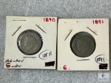 1890 (AG-Rev & G-obv) & 1891-G Liberty Nickels