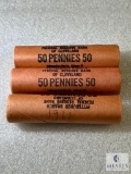 Three BU Lincoln Cent Rolls, 1960, 1961-D, 1961