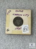 1875-Carson City Above Bow Liberty Seated Dime, Good