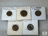 Five Different From #41 & #42 Vintage Transit Tokens