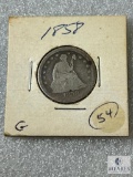 1858 Seated Liberty Quarter, G