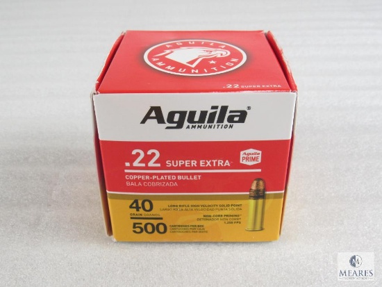 500 Rounds Aguila Extra High Velocity .22 Long Rifle Ammo. 40 Grain Copper Plated Soft Point