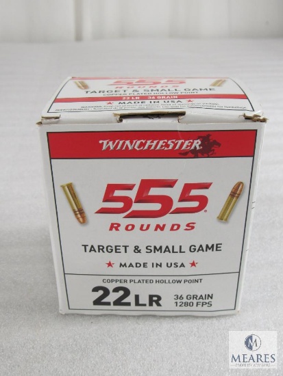 555 Rounds Winchester .22 Long Rifle Ammo. 36 Grain Copper Plated Hollow Point