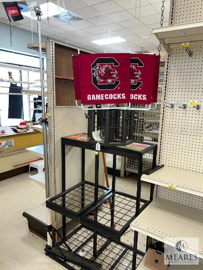 USC Gamecock Flags, Flag Display and Two Metal Shelf Units