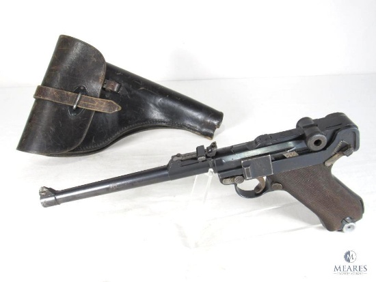 1915 Deutsche Waffen Mauser DWM Long P 08 8" Artillery 9mm Luger Semi-Auto Pistol With Holster