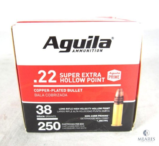 Aguila .22 Super Extra Hollow Point .38 Grain Copper Plated 250 Round Box