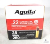 Aguila .22 Super Extra Hollow Point .38 Grain Copper Plated 250 Round Box