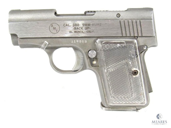 AMT Backup .380 ACP SS Pocket Pistol with Clear Grip Panels. (3726)