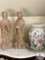 Lot of Two Japanese Figures and Ceramic Plant Stand