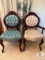 Pair of Vintage Wood Carved Top Occasional Chairs