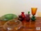 Lot of Vintage Colored Glass Vases and Bowls