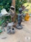 Lot of Assorted Garden Decorations and Two Metal Side Tables