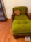 Vintage Wood Frame Armchair with Matching Ottoman