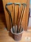 Lot of Five Walking Canes (4) Wood and (1) Brass