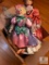 Lot Straw Wreaths, Bunny Wire Basket and Large Porcelain Dolls
