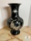 Black Enamel Cloisonne Brass Vase - Mother of Pearl Inlay