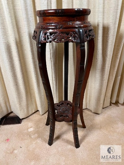 Asian-Influenced Dark Wood Plant Stand