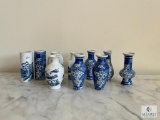 Lot of Blue and White Porcelain Miniature Oriental Vases