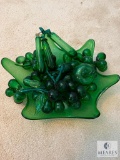 Handblown Green Glass Tray With Matching Fruit