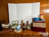 Decor Lot Assorted Bust, Framed Prints, Storage Boxes and Tins
