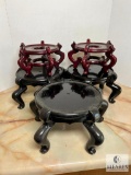 Group of Five Lacquered Wood Plant/Vase Stands
