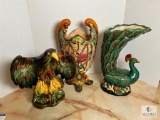 Three Decorative Ceramic Items - Eagle, Peacock and Vase