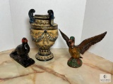 Group of Three Decorative Items - Duck, Pheasant and Vase