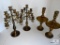 Group of Four Brass Candlesticks/Candleabras