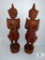 Pair of Indian Temple Guard Statues - Carved Wood