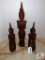 Three Thai Wood Carved Figures