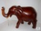 Large Wood Carved Elephant Statue with Wooden Tusks
