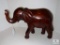 Large Wood Carved Elephant Statue with One Wooden Tusk