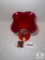 Fenton 5951 RL Red Amberlina Cloverleaf Vase 2003