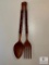Pair of Large Wood Carved Spoon and Fork Decorations