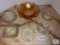 Lot of Mixed Clear and Amber Serving Pieces