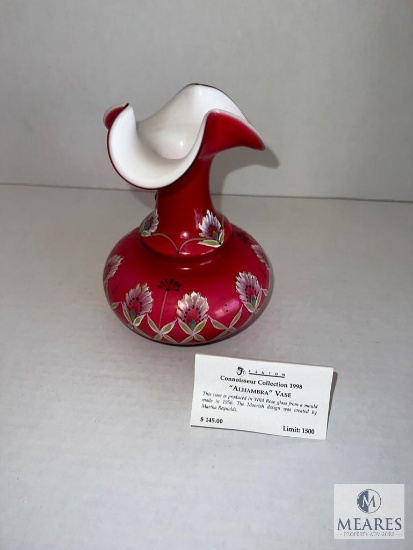 Fenton 4604 BZ Connoisseur Collection 1998 Handpainted Alhambra Vase