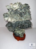 Carved Asian-Influenced Decorative Tree with Stand - Possible Jade