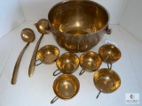 Hammered Metal Punch Bowl and Cup Set