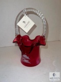 Fenton 2983 DM Handpainted Mary Gregory Collection 2001 Hat Basket