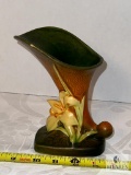 Roseville Pottery Brown Zephyr Lily Cornucopia Vase