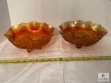 Group of Two Orange Footed Bowls