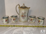 Five-piece Blue Danube Mocha Set - Marked RS - Made in Japan