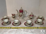 Coffee Set with Cream, Sugar and Six Cups and Saucers - Made in Japan