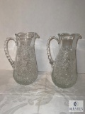 Group of Two Cut Glass Crystal Pitchers
