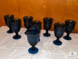 Group of Eight Blue Glass Water/Tea Glasses